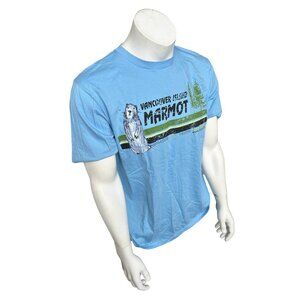 Anvil Men's Vancouver Island Marmot Conserve Blue Short Sleeve Shirt Size Large